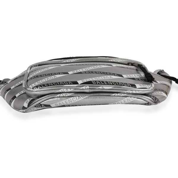 118842 stamp c1b5b366 c86a 447d acff 4a3ade69d967 Balenciaga Silver Metallic Logo Explorer Belt Bag