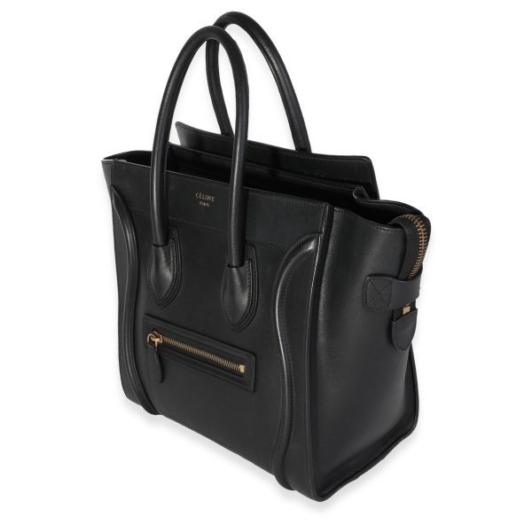 118880 sv b0d18bd0 8aa7 4126 a008 ef9ed8585d33 Celine Black Smooth Calfskin Micro Luggage Tote