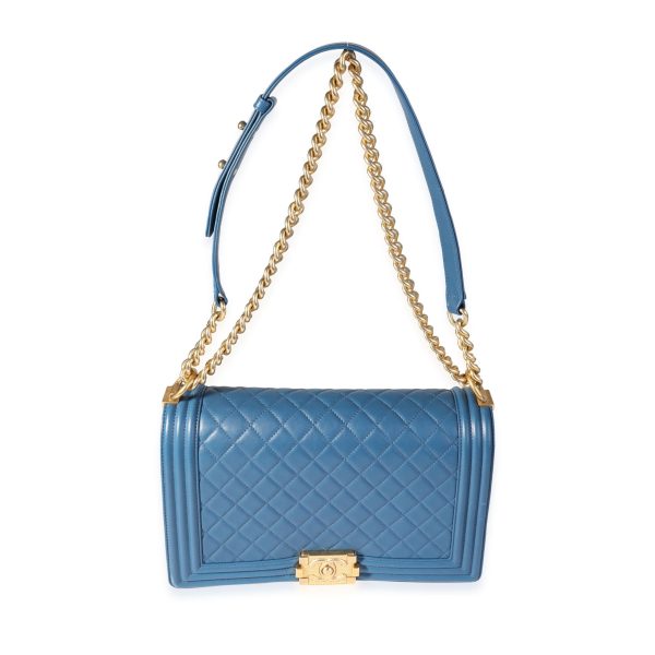 118900 bv 38a500e4 23ce 4ff8 8f7e 2c0a2c5108cf Chanel Blue Quilted Lambskin Medium Boy Bag