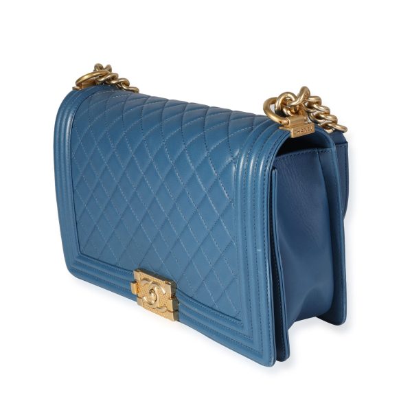 118900 sv a0a637a5 0093 4fa3 b561 832674f40950 Chanel Blue Quilted Lambskin Medium Boy Bag