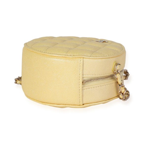 118927 box 4770033f 6353 4b63 b806 9a2d6bc4ddd9 Chanel Metallic Yellow Quilted Caviar Round Mini Crossbody