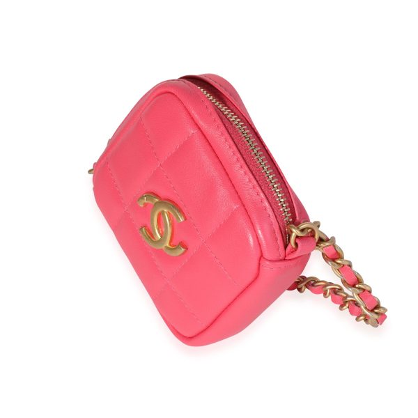 118928 sv Chanel Hot Pink Quilted Lambskin Diamond Crossbody Bag