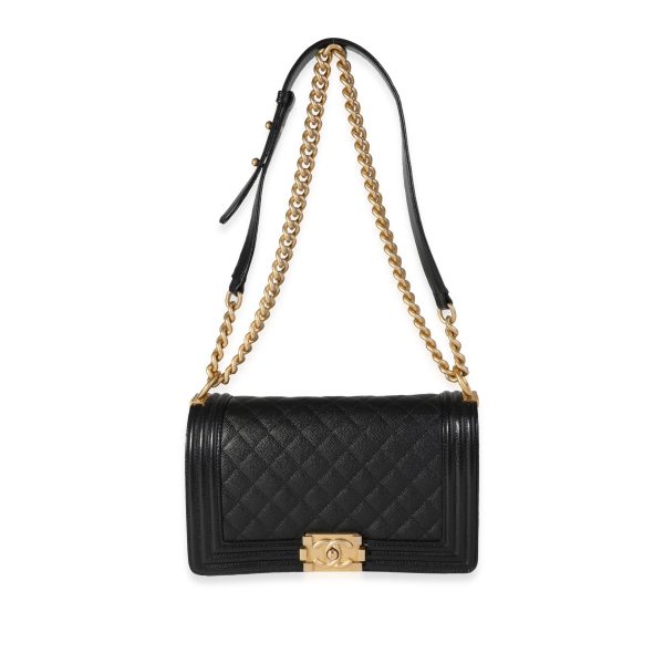 118932 bv be12ee11 8dcf 4853 8ee3 ed9f187688ca Chanel Black Quilted Caviar Old Medium Boy Bag