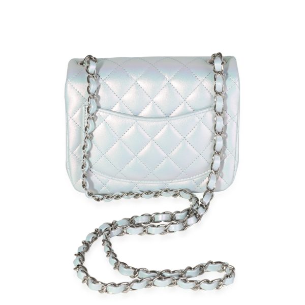 118943 bv Chanel Light Blue Iridescent Quilted Calfskin Square Mini Classic Flap Bag