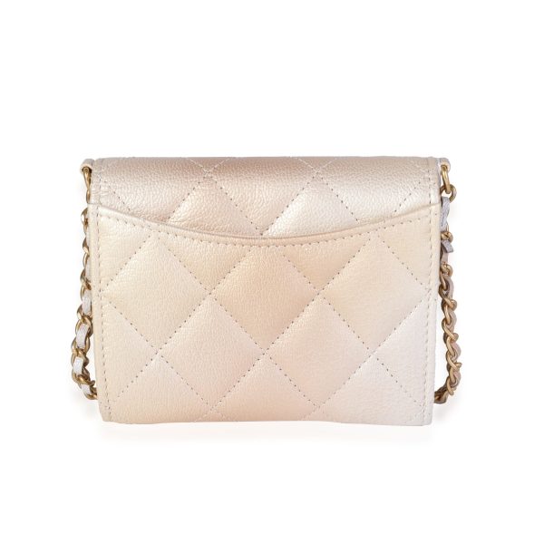 118944 pv Chanel Gold Metallic Ombré Quilted Goatskin Classic Mini Clutch with Chain