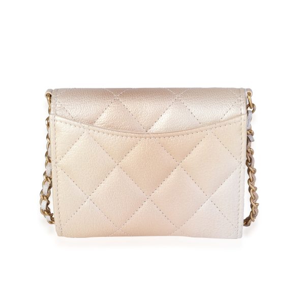 118944 pv Chanel Gold Metallic Ombré Quilted Goatskin Classic Mini Clutch with Chain