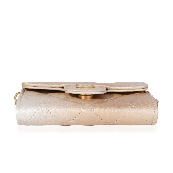 118944 stamp Chanel Gold Metallic Ombré Quilted Goatskin Classic Mini Clutch with Chain