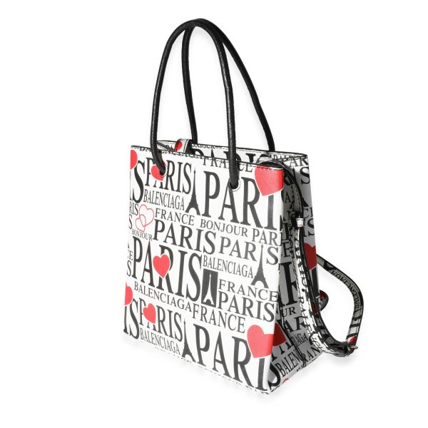 118972 sv e1cbd42e 6603 4a34 9556 b3b0d24692f9 Balenciaga Black Red White Bonjour Paris XXS Shopper Tote