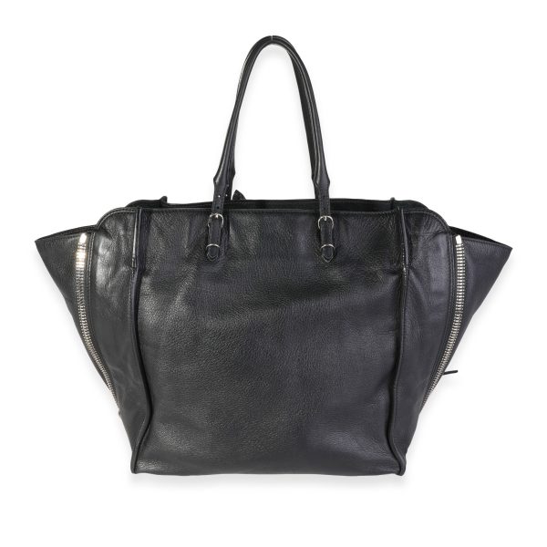 118980 pv Balenciaga Black Leather Papier Zip Around Tote