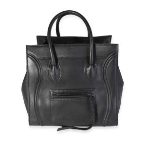 119079 fv Celine Black Smooth Calfskin Phantom Luggage Tote