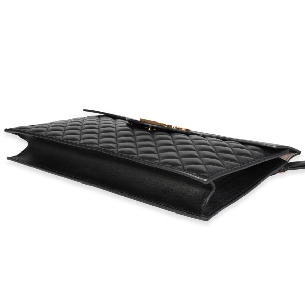 119086 clasp 36284080 d04d 434d a682 2362621f2ada Balmain Black Quilted Lambskin B Pouch Logo Clutch