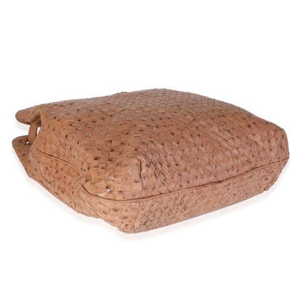 119091 clasp 307f2ae1 e48b 4640 9437 2643464ed816 Bottega Veneta Tan Ostrich Intrecciato Leather Julie Bag