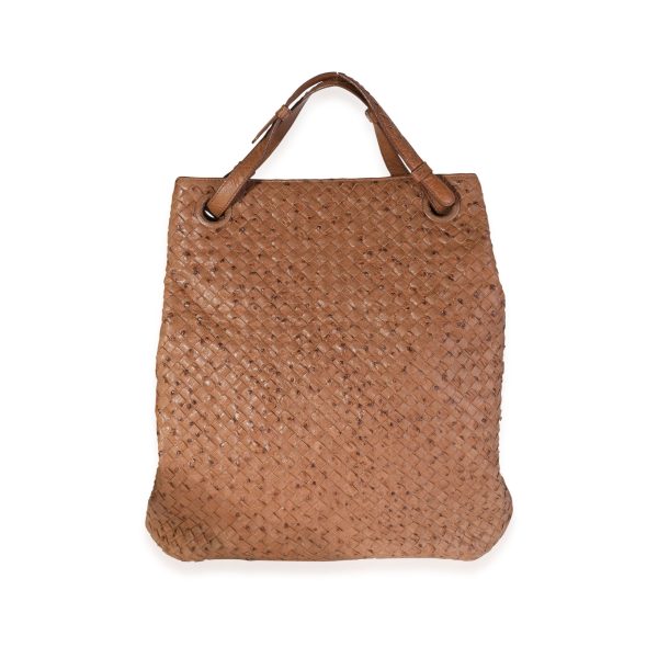 119091 fv 14fd2a40 269a 4ec9 adad 9e4f77e21e2f Bottega Veneta Tan Ostrich Intrecciato Leather Julie Bag