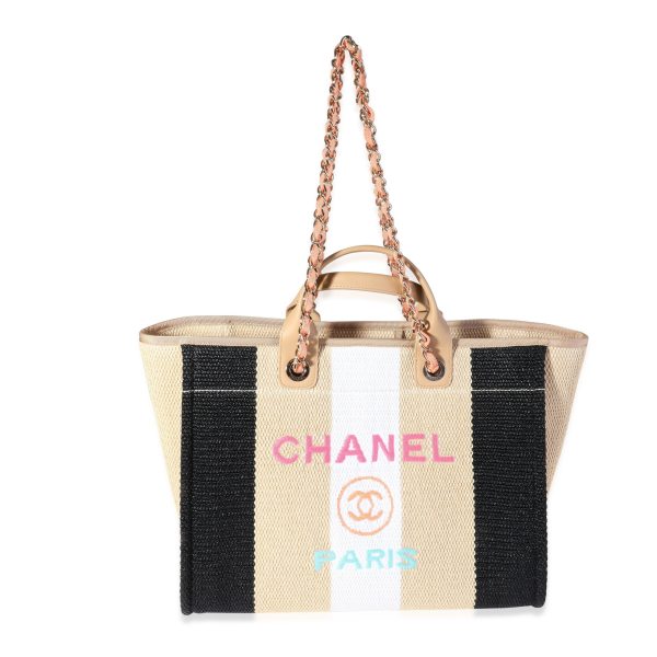 119118 bv Chanel Multicolor Striped Raffia Large Deauville Tote