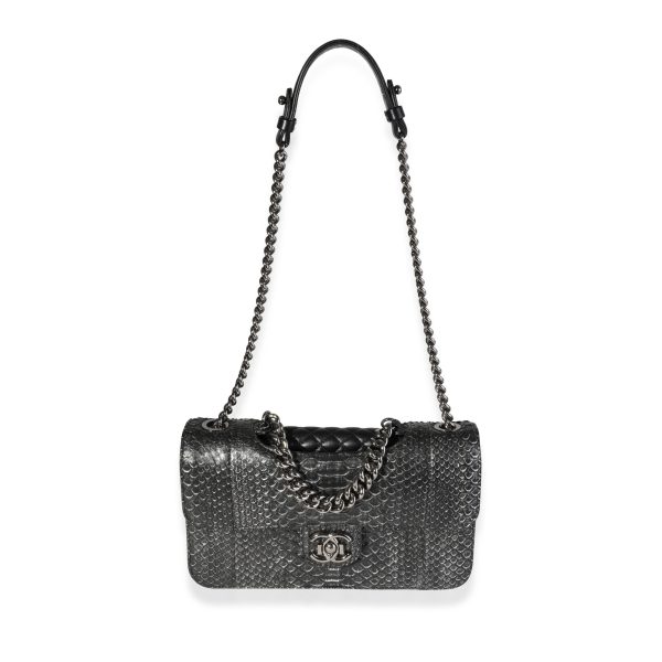 119207 bv aac52c2e be53 4554 ba71 07643c1e0cd6 Chanel Black Python Pondicherry Flap Bag