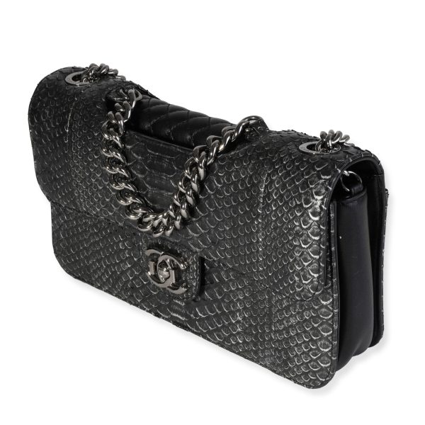 119207 sv 4dcff7e9 6030 40bd af6b 2bb96a06b75d Chanel Black Python Pondicherry Flap Bag