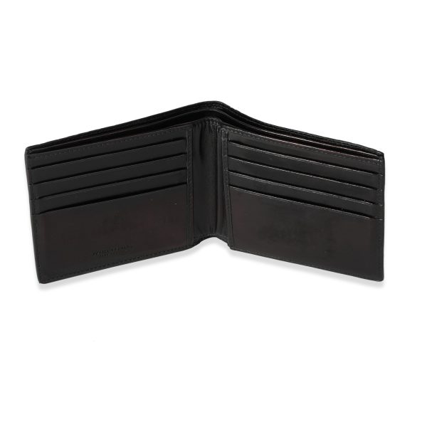 119257 stamp Bottega Veneta Black Charcoal Gradiated Crocodile Bifold Wallet