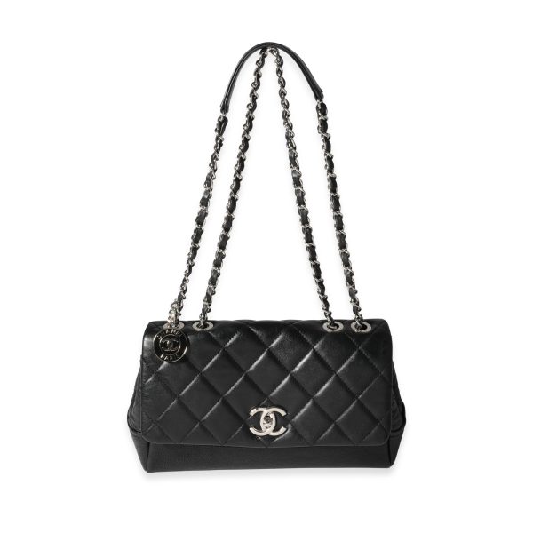 119365 bv Chanel Black Quilted Lambskin Caviar CC Shoulder Bag