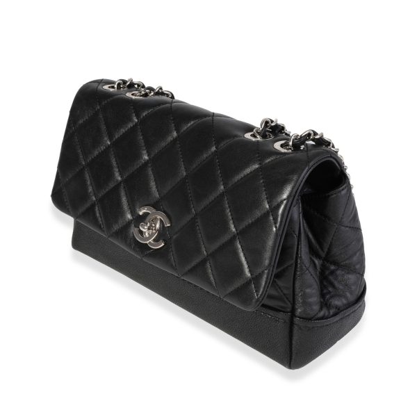 119365 sv Chanel Black Quilted Lambskin Caviar CC Shoulder Bag