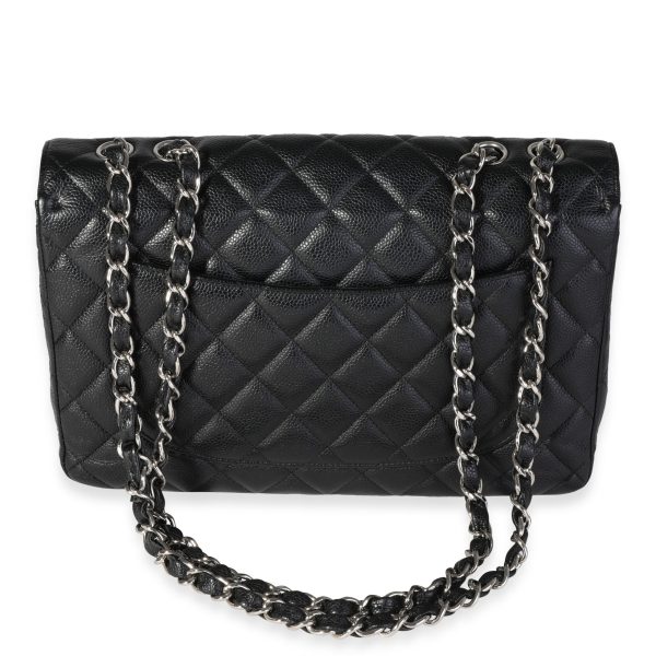 119370 pv Chanel Black Quilted Caviar Jumbo Classic Single Flap Bag