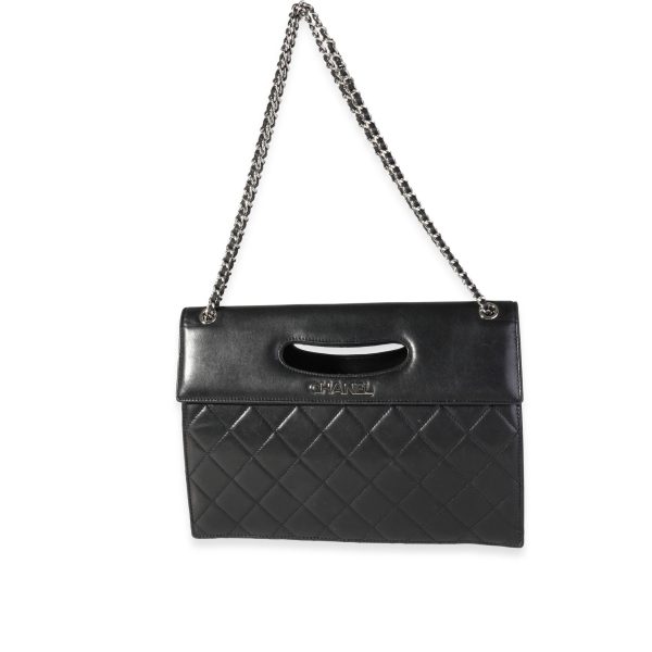 119438 bv Chanel Black Quilted Lambskin Cut Out Frame Clutch With Chain