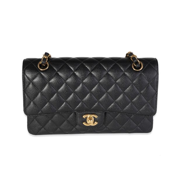 119563 fv 3ccf227a be5a 4371 b2da 184412d11a9e Chanel Black Quilted Caviar Medium Classic Double Flap Bag