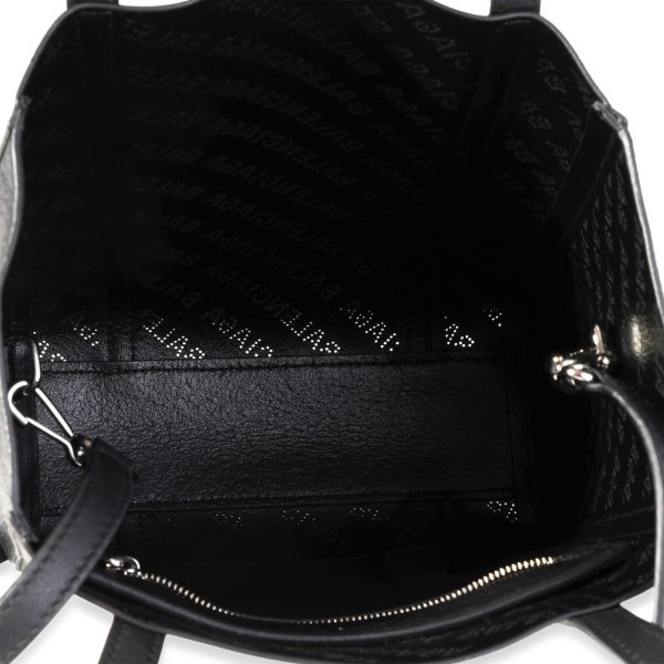 119595 ad1 Balenciaga Black Smooth Calfskin Logo Perforated XXS Everyday Tote