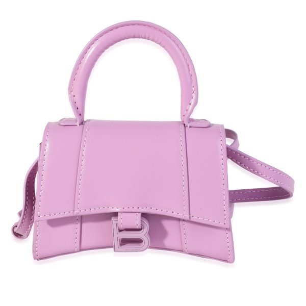 119601 fv 19327c1b 4071 4c0e 852e 72ce8fc40eb0 Balenciaga Lilac Shiny Box Leather Mini Hourglass Top Handle Bag