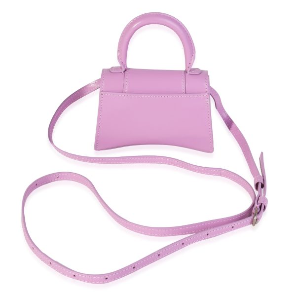 119601 pv fed336ec b3a0 4d51 afd9 b726cd5a362a Balenciaga Lilac Shiny Box Leather Mini Hourglass Top Handle Bag