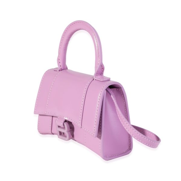 119601 sv c579f62d d0e8 49ef bf78 c4974cc8d5ad Balenciaga Lilac Shiny Box Leather Mini Hourglass Top Handle Bag