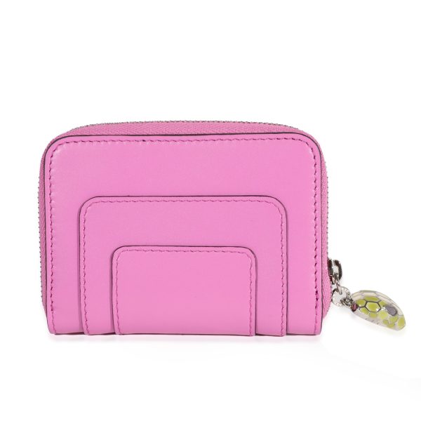 119661 fv Bvlgari Pink Calfskin Serpenti Forever Zip Wallet