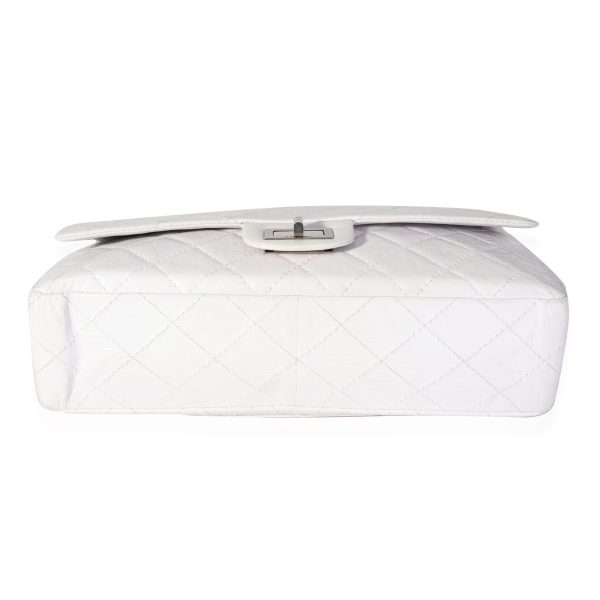 119665 stamp Chanel White Aged Calfskin Quilted 255 Reissue 227 Flap