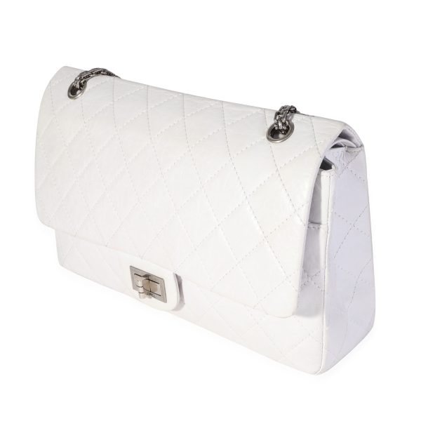 119665 sv Chanel White Aged Calfskin Quilted 255 Reissue 227 Flap