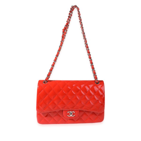 119675 bv Chanel Red Patent Classic Jumbo Double Flap Bag