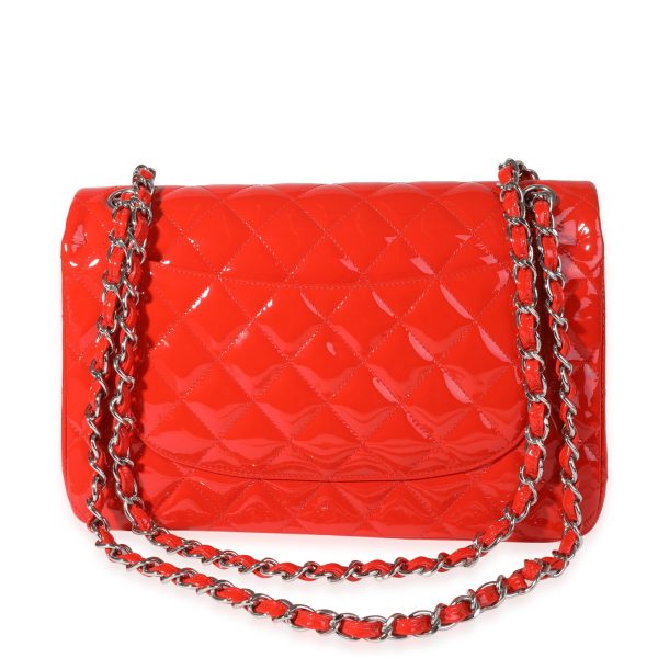 119675 pv Chanel Red Patent Classic Jumbo Double Flap Bag