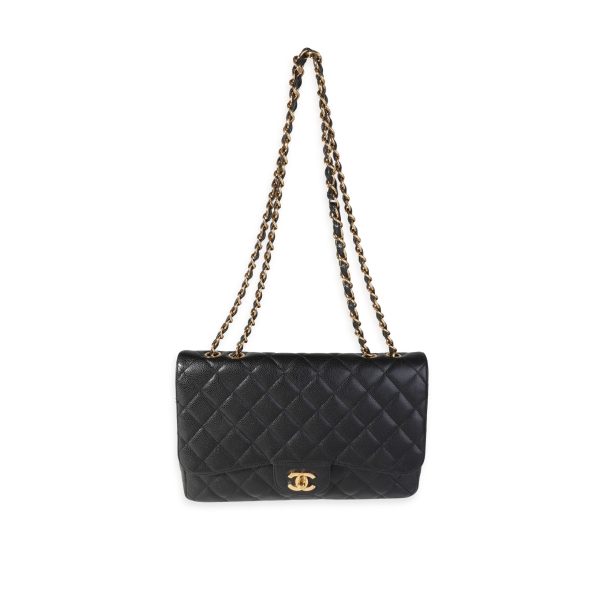 119676 bv Chanel Black Caviar Quilted Jumbo Classic Single Flap Bag