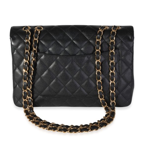 119676 pv Chanel Black Caviar Quilted Jumbo Classic Single Flap Bag