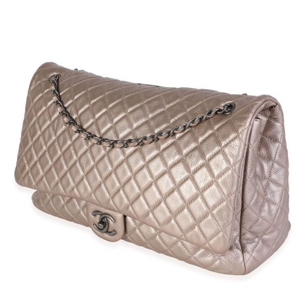 119678 sv Chanel Metallic Gold Quilted Calfskin Chanel Airlines XXL Travel Flap Bag