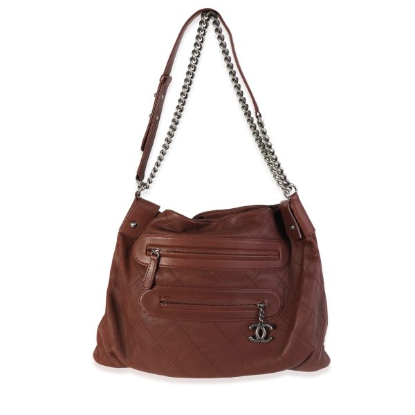 119681 pv Chanel Burgundy Paris Edinburgh Quilted Leather Chain Hobo