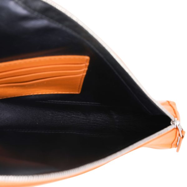 119685 av Balenciaga Orange Calfskin M Triangle Pouch