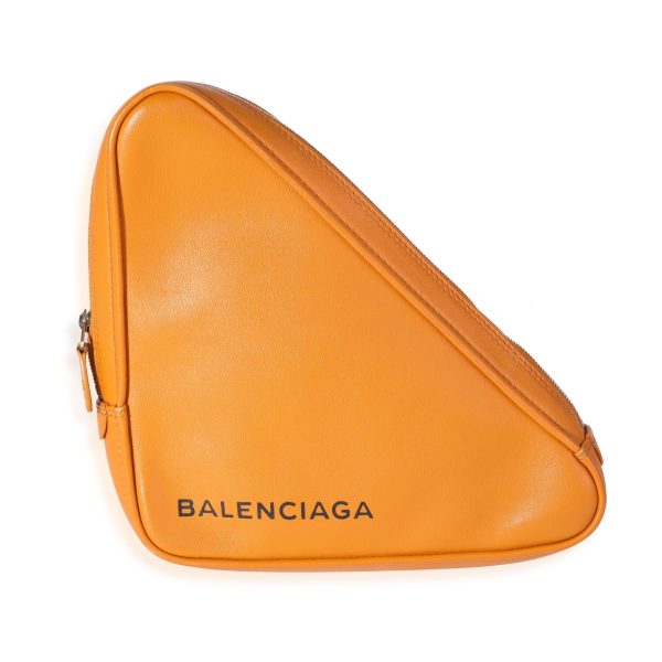 119685 fv Balenciaga Orange Calfskin M Triangle Pouch