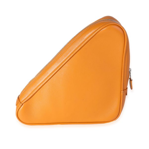 119685 pv Balenciaga Orange Calfskin M Triangle Pouch