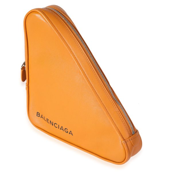 119685 sv Balenciaga Orange Calfskin M Triangle Pouch