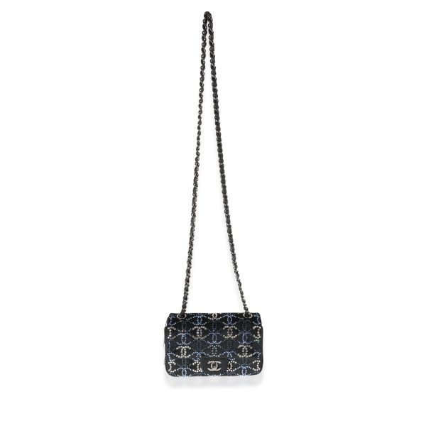 119724 bv Chanel Black Velvet Crystal CC Mini Rectangular Flap Bag