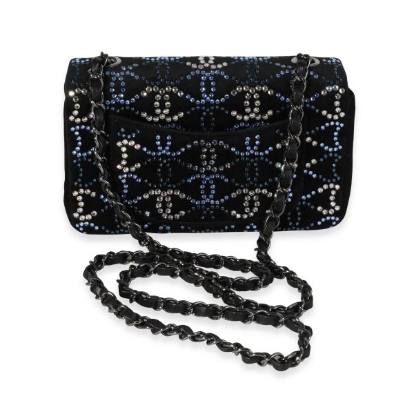 119724 pv Chanel Black Velvet Crystal CC Mini Rectangular Flap Bag