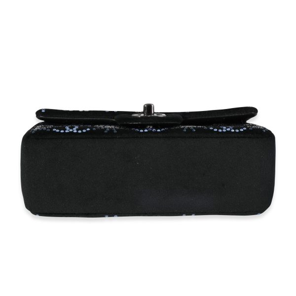 119724 stamp Chanel Black Velvet Crystal CC Mini Rectangular Flap Bag