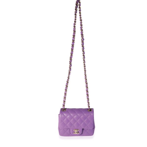 119746 bv Chanel Purple Quilted Lambskin Classic Square Mini Flap Bag