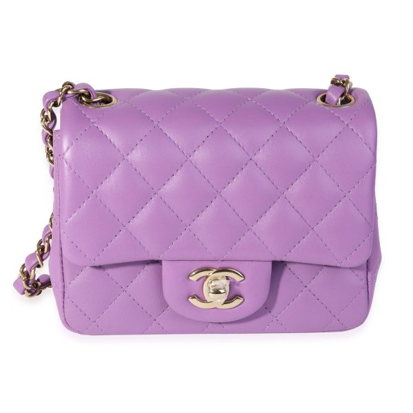 119746 fv Chanel Purple Quilted Lambskin Classic Square Mini Flap Bag