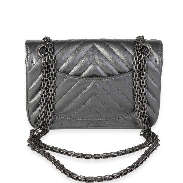 119796 pv c75dc6f2 382d 4449 bcef d9b05b559dd1 Chanel Metallic Grey Aged Calfskin Chevron Quilted 255 Reissue Mini Flap Bag