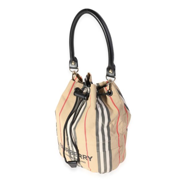 119859 sv 69ea81e1 15b3 4e72 998f a54e3c35a7d4 Burberry Archive Beige Icon Stripe Nylon Phoebe Drawstring Bag